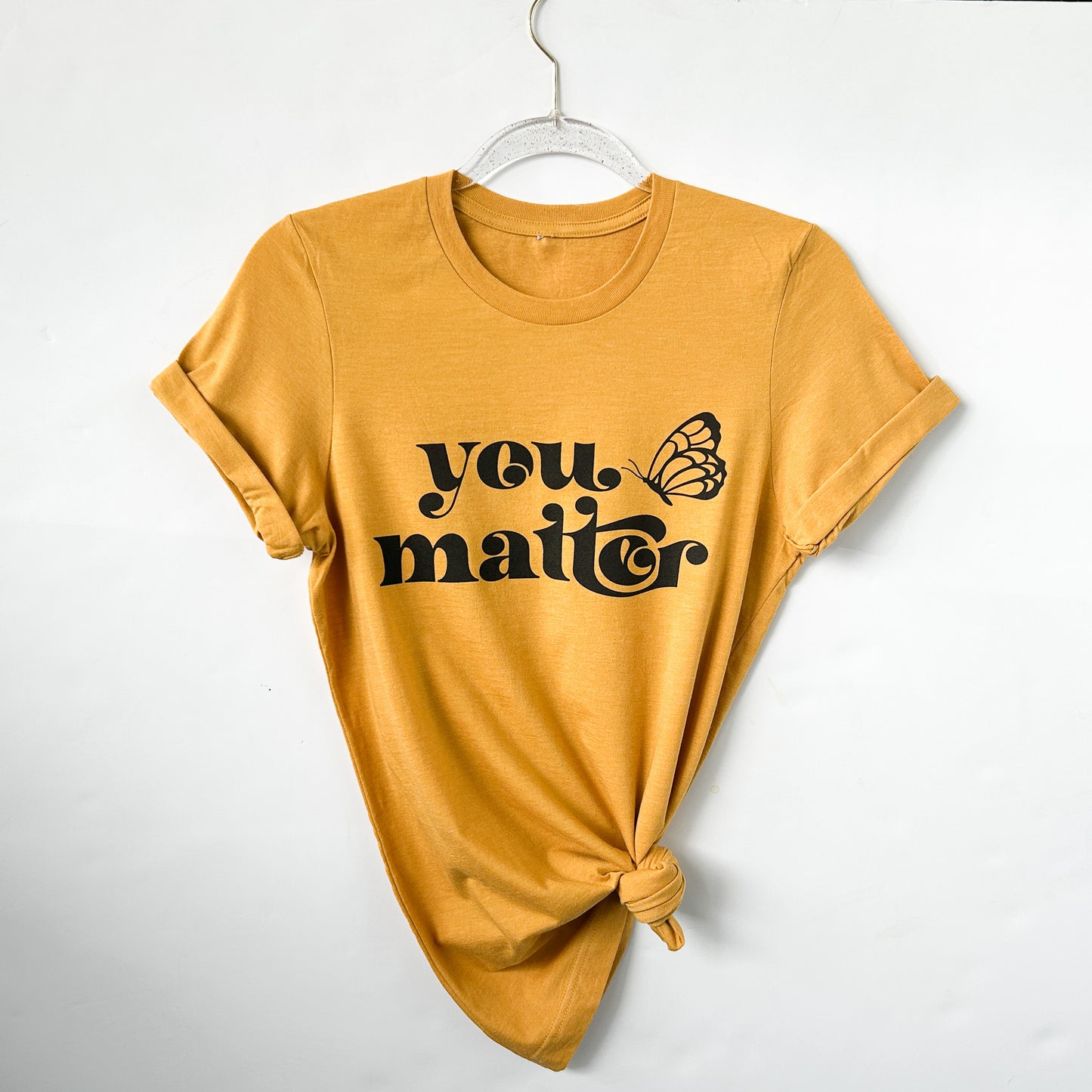 You Matter – Crew Neck T-Shirt in Heather Mustard | Positive Message Tee