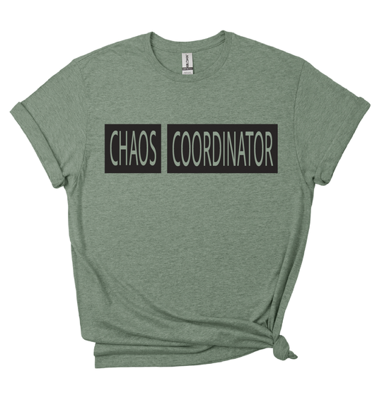 Chaos Coordinator – Heather Military Green Crew Neck T-Shirt | Teacher Tee