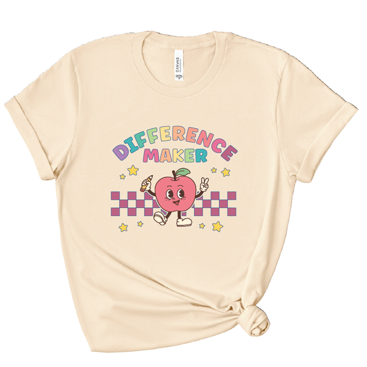 Difference Maker – Heather Soft Cream T-Shirt | Teacher Tee