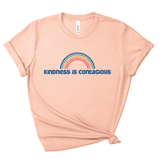 Kindness Is Contagious – Crew Neck T-Shirt in Heather Peach| Positive Message Tee
