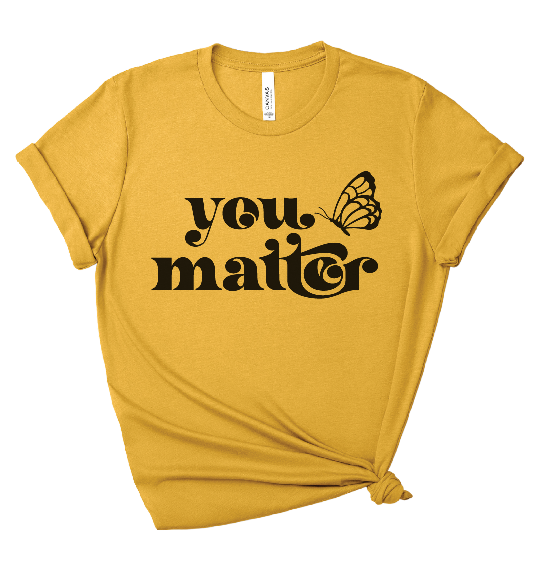 You Matter – Crew Neck T-Shirt in Heather Mustard | Positive Message Tee