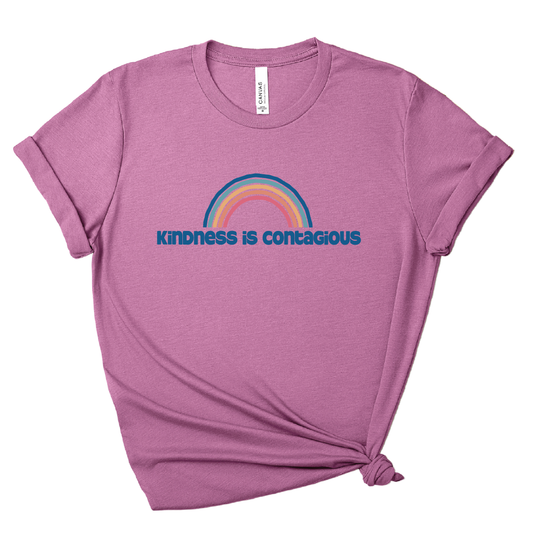 Kindness Is Contagious – Crew Neck T-Shirt in Heather Plum | Positive Message Tee